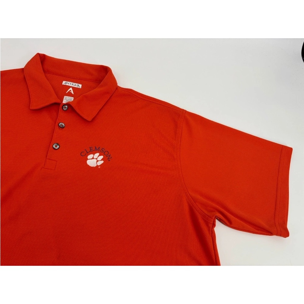 Antigua Clemson Tigers Polo Shirt Mens 2XL XXL Orange Performance Golf NCAA Mesh